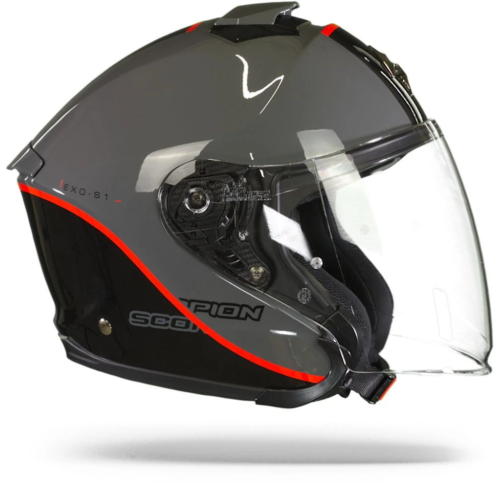Scorpion EXO-S1 Essence Cement Grey-Black-Red Jet Helmet - Image 4