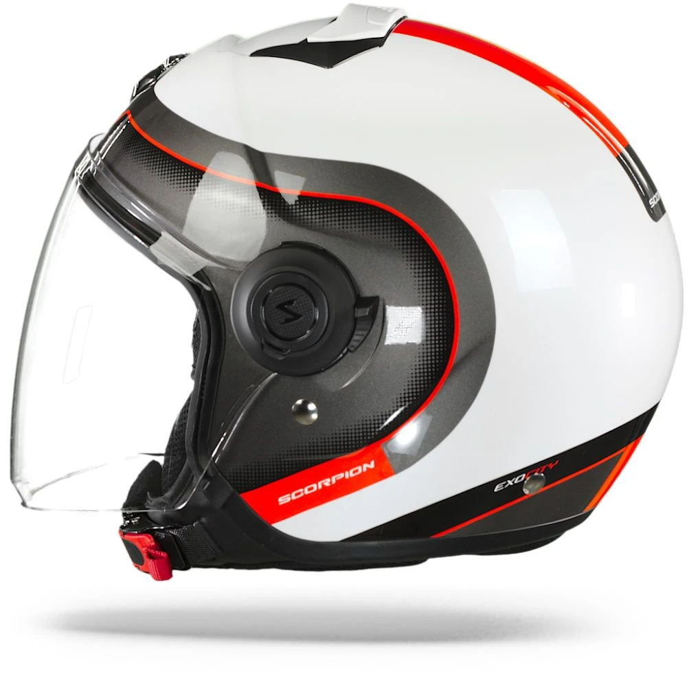 Scorpion EXO-City Roll Pearl White-Red Jet Helmet - Image 6
