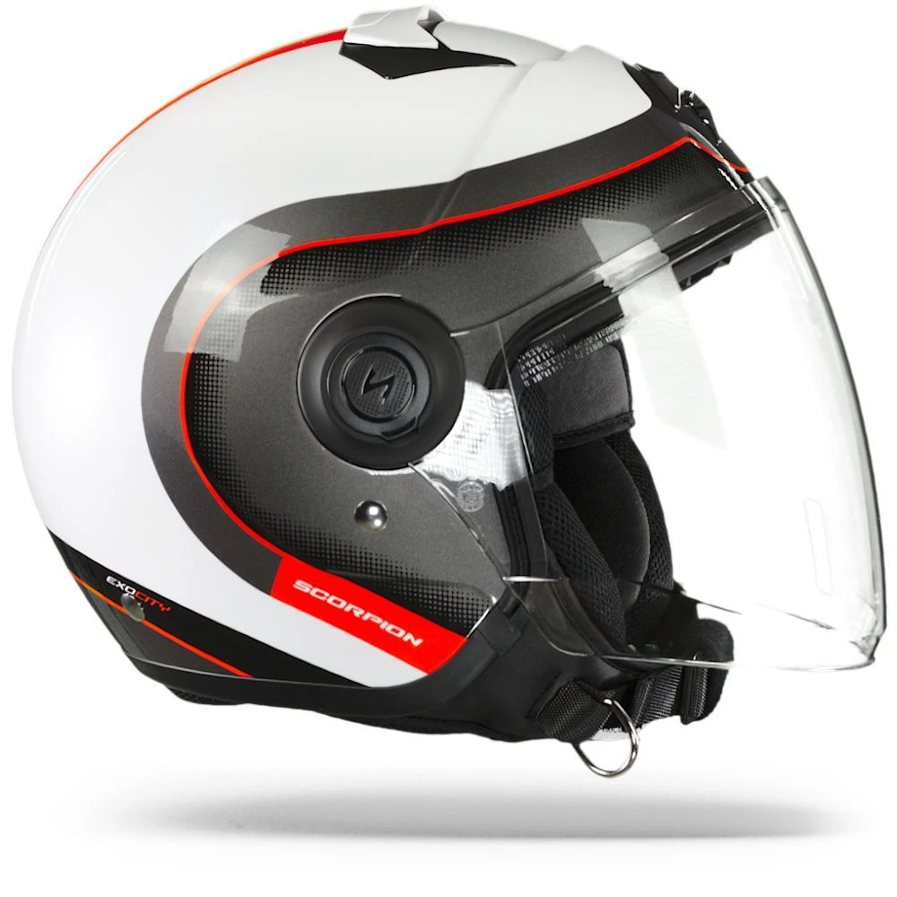 Scorpion EXO-City Roll Pearl White-Red Jet Helmet - Image 4