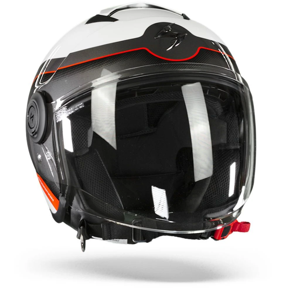 Scorpion EXO-City Roll Pearl White-Red Jet Helmet - Image 3