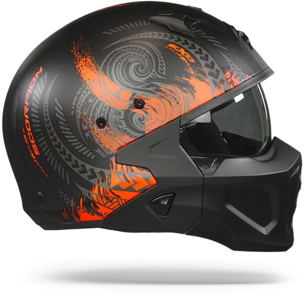 Scorpion Covert-X Tattoo Matt Black-Red Jet Helmet - Image 4