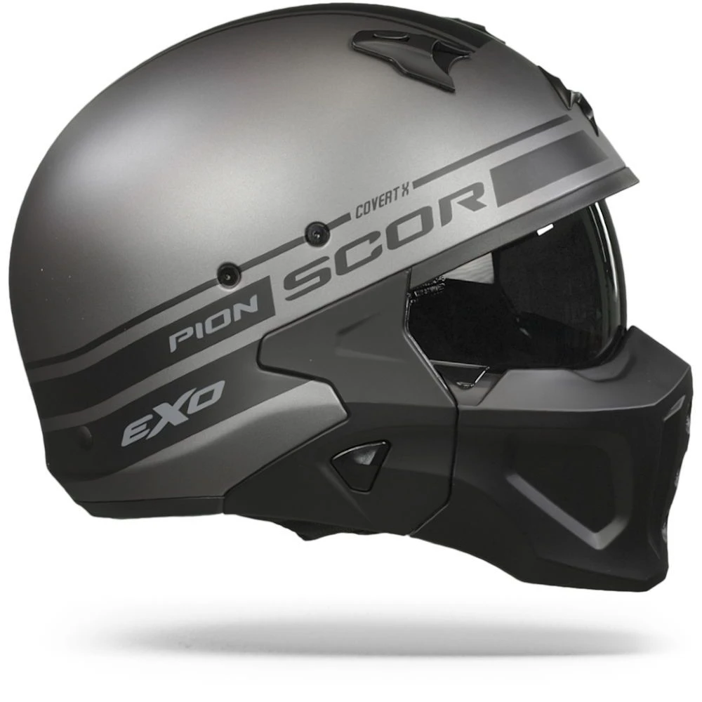 Scorpion Covert-X Tussle Matt Silver-Black Jet Helmet - Image 4