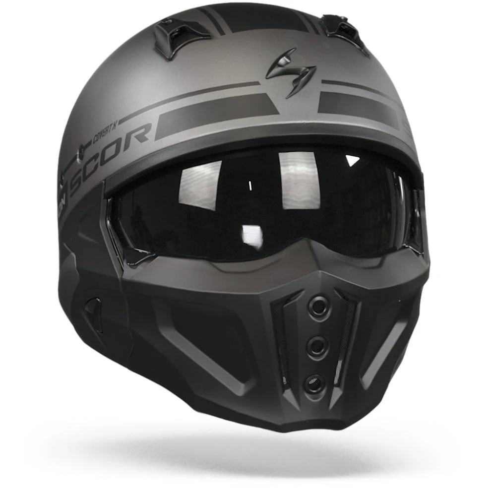 Scorpion Covert-X Tussle Matt Silver-Black Jet Helmet - Image 3