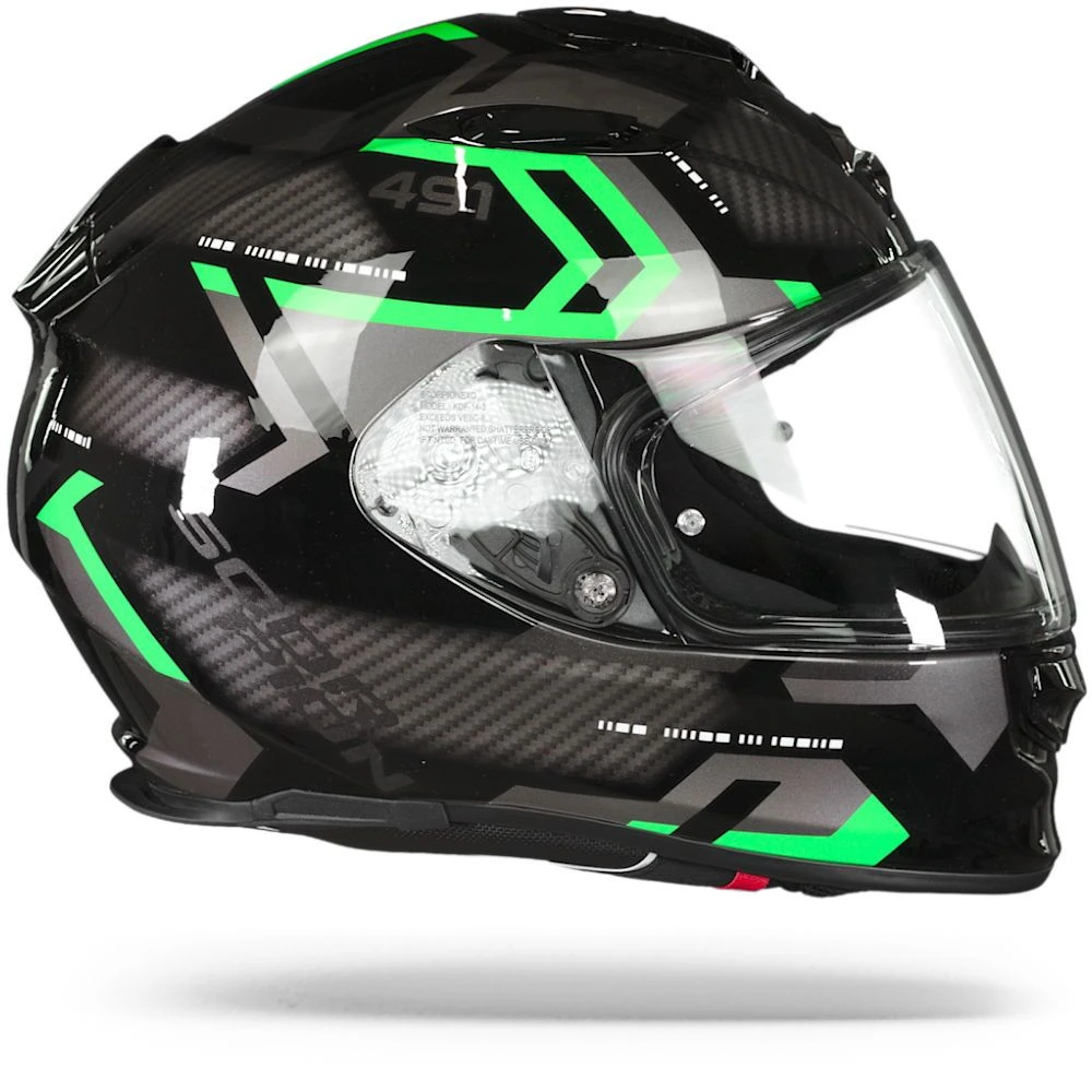 Scorpion EXO-491 Spin Black Green Full Face Helmet - Image 4
