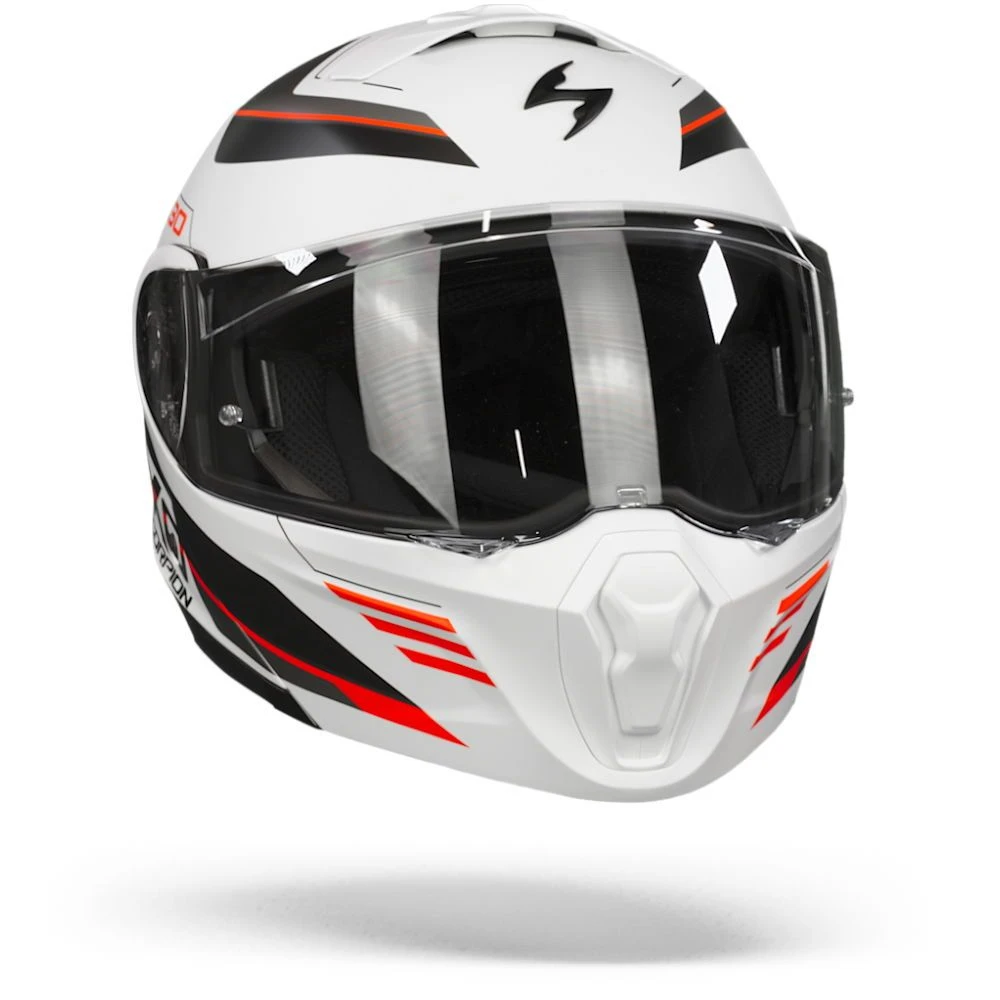 Scorpion EXO-930 Navig Matt White-Black-Red Modular Helmet - Image 3