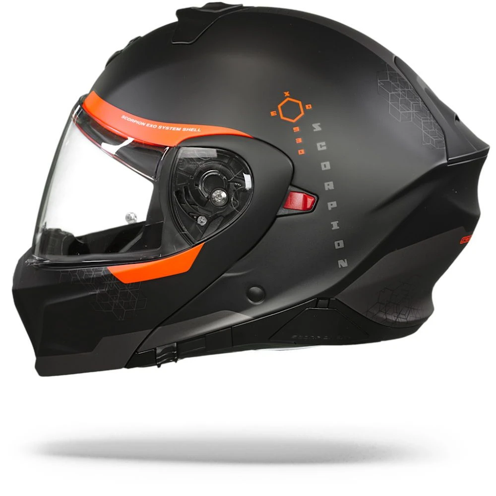 Scorpion EXO-930 Shot Matt Black-Red Modular Helmet - Image 6