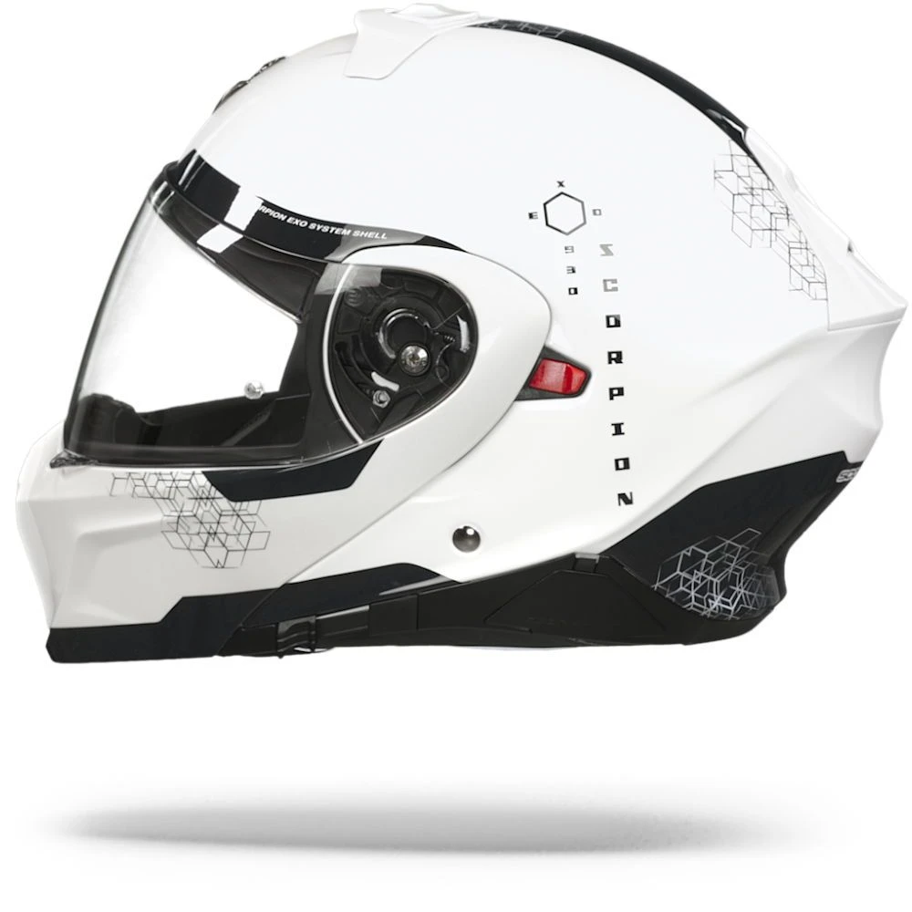 Scorpion EXO-930 Shot Pearl White-Black Modular Helmet - Image 6
