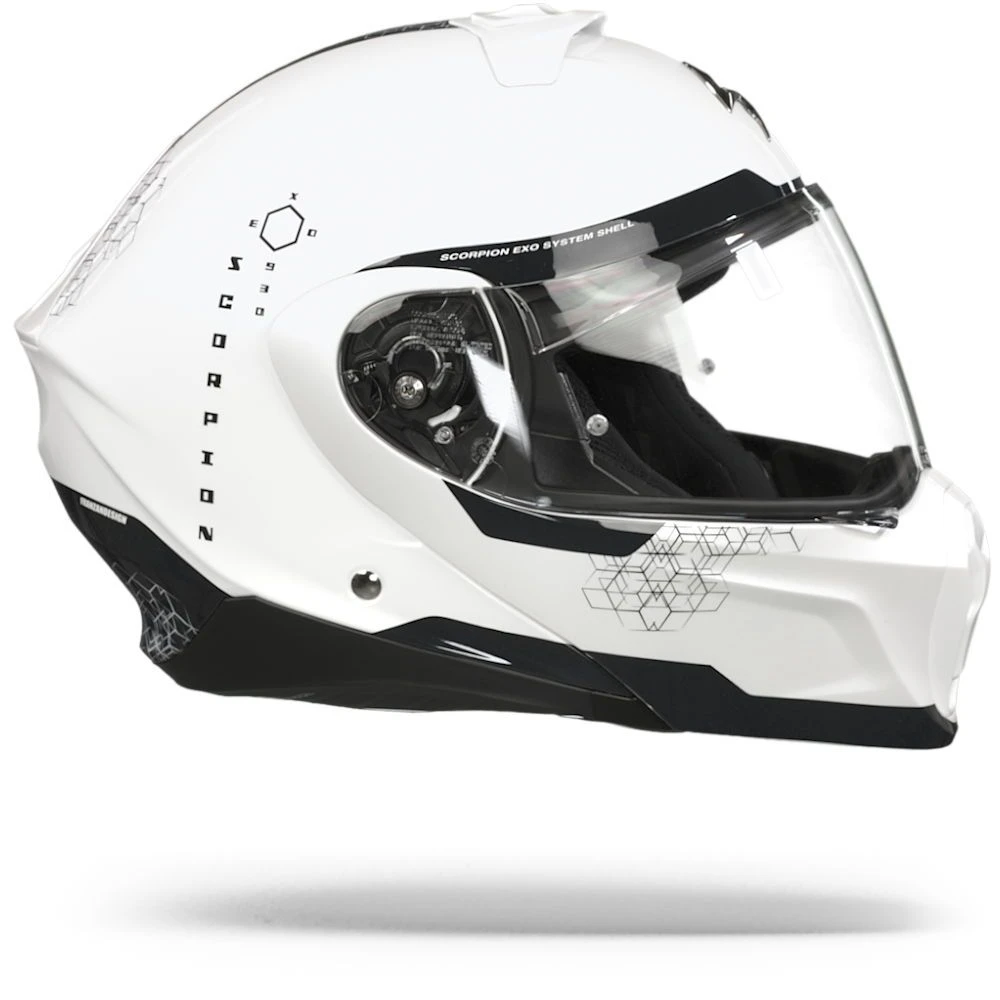 Scorpion EXO-930 Shot Pearl White-Black Modular Helmet - Image 4