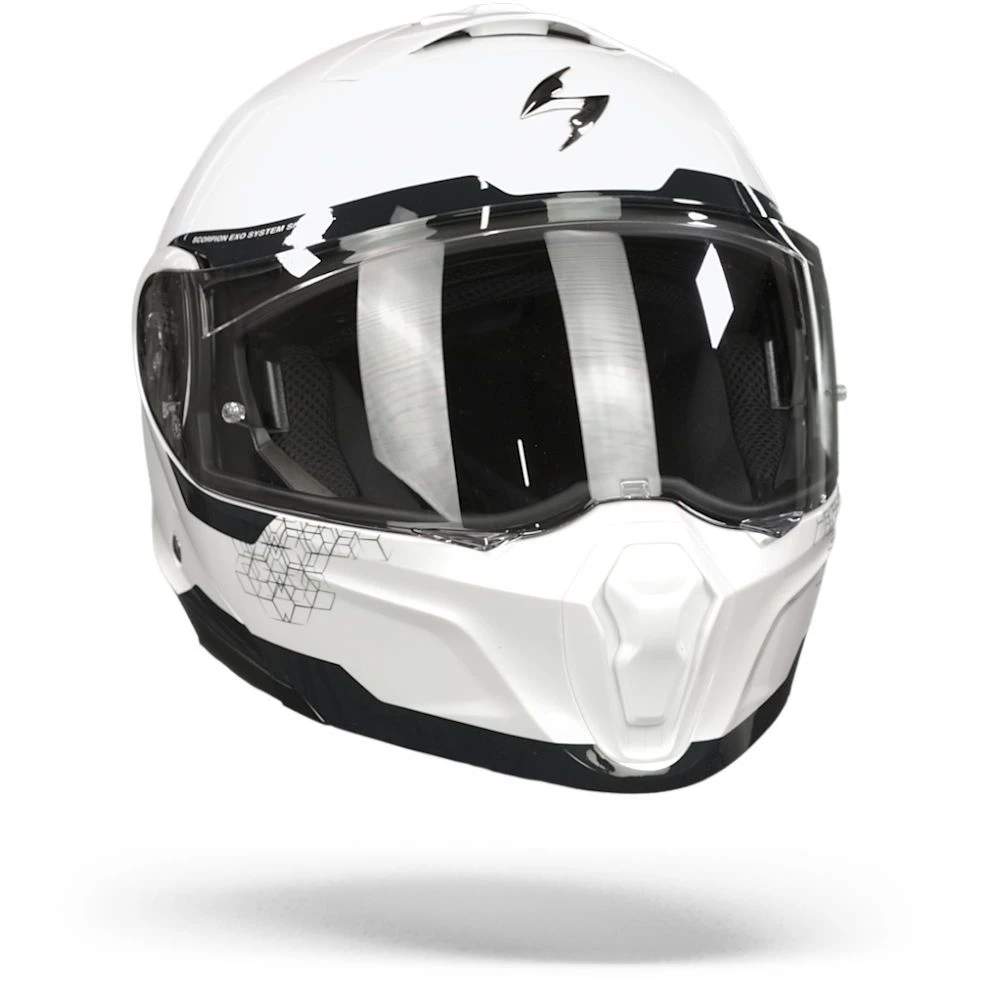 Scorpion EXO-930 Shot Pearl White-Black Modular Helmet - Image 3