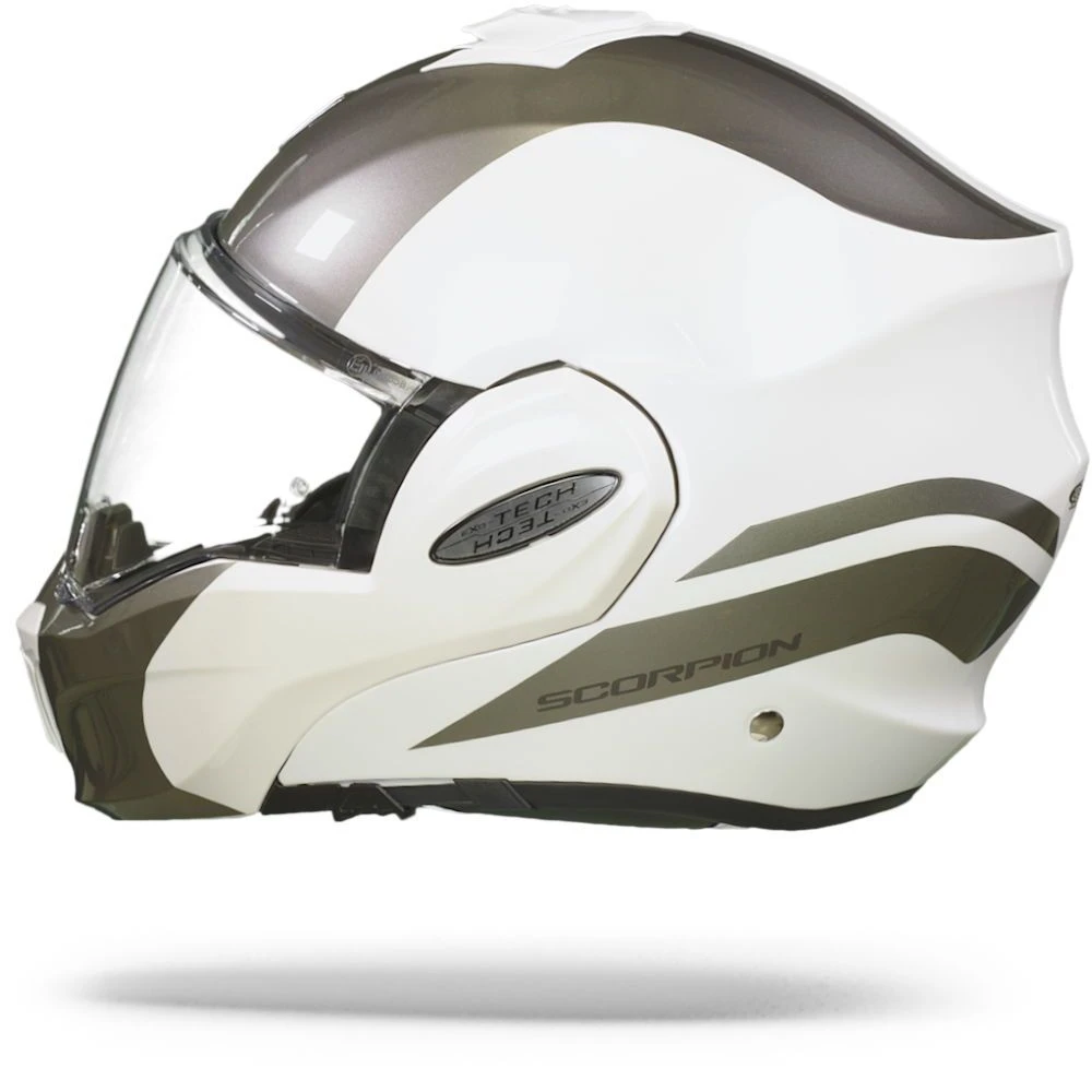 Scorpion EXO-Tech Forza Pearl White-Silver Modular Helmet - Image 6