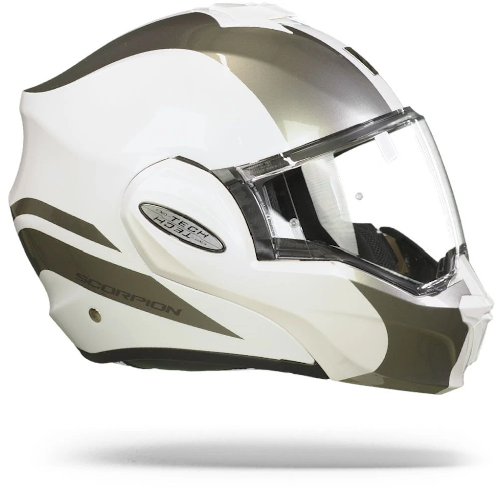 Scorpion EXO-Tech Forza Pearl White-Silver Modular Helmet - Image 4