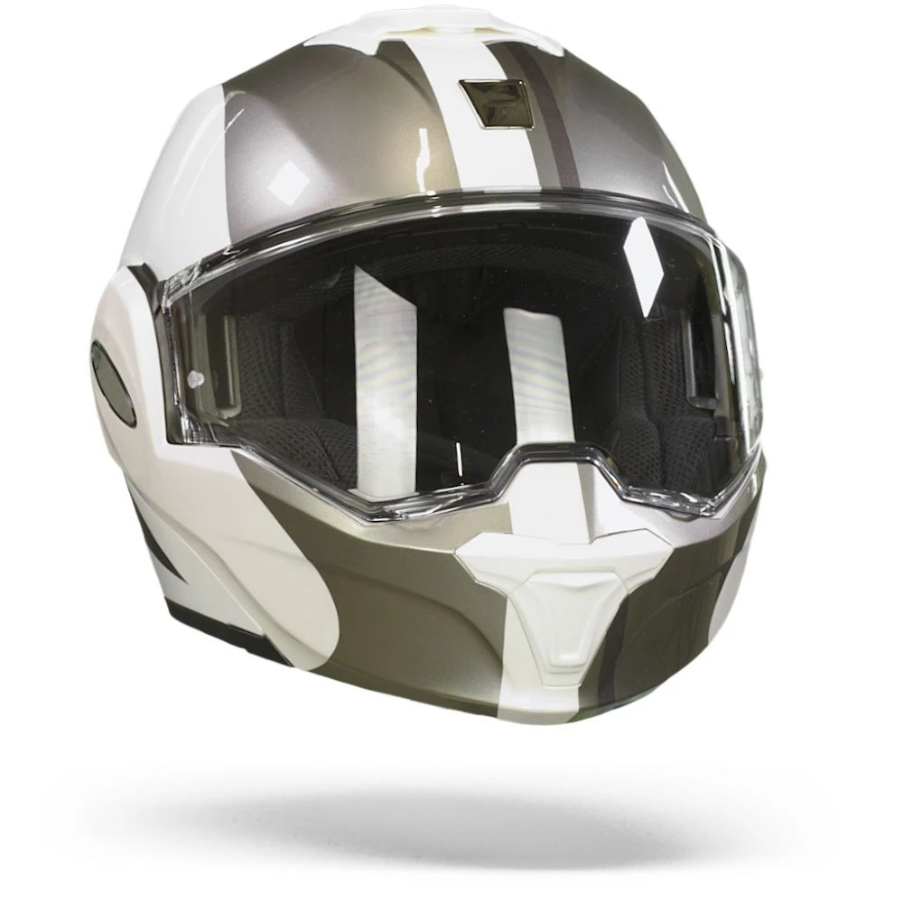Scorpion EXO-Tech Forza Pearl White-Silver Modular Helmet - Image 3