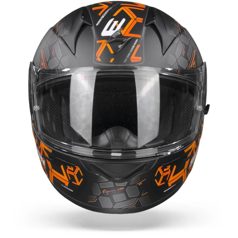 Scorpion EXO-390 Cube Matt Black Orange Full Face Helmet - Image 2