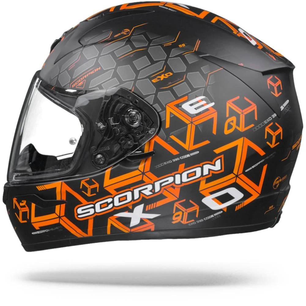 Scorpion EXO-390 Cube Matt Black Orange Full Face Helmet - Image 6