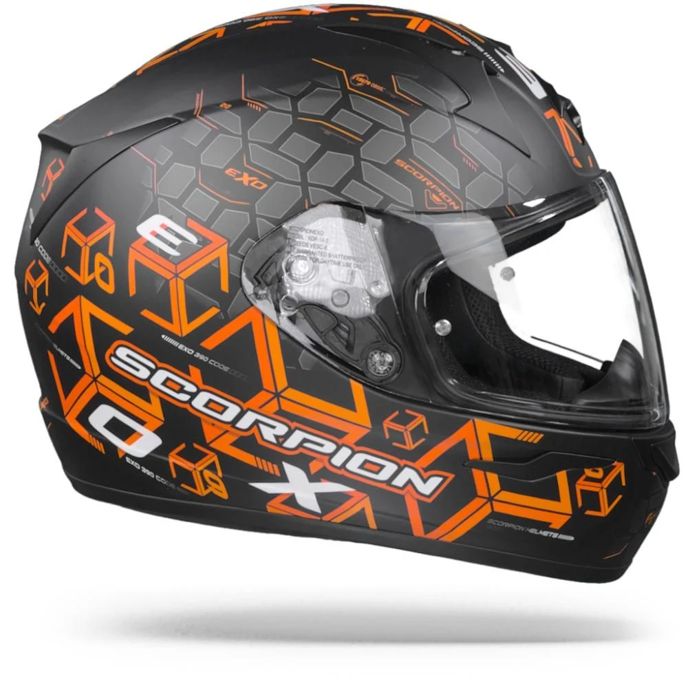 Scorpion EXO-390 Cube Matt Black Orange Full Face Helmet - Image 4