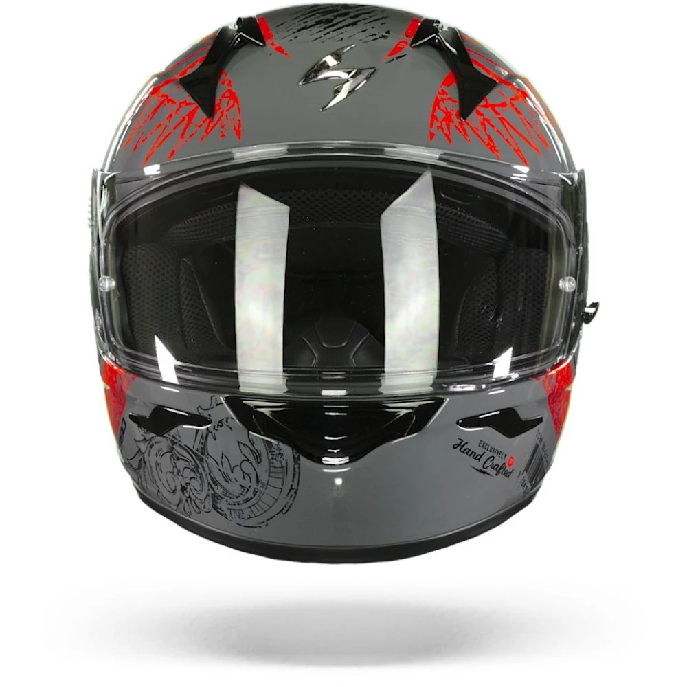 Scorpion EXO-390 Ighost Cement Grey Red Full Face Helmet - Image 2