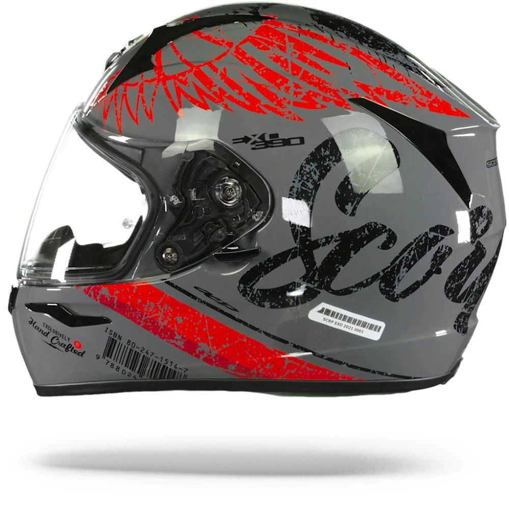 Scorpion EXO-390 Ighost Cement Grey Red Full Face Helmet - Image 6