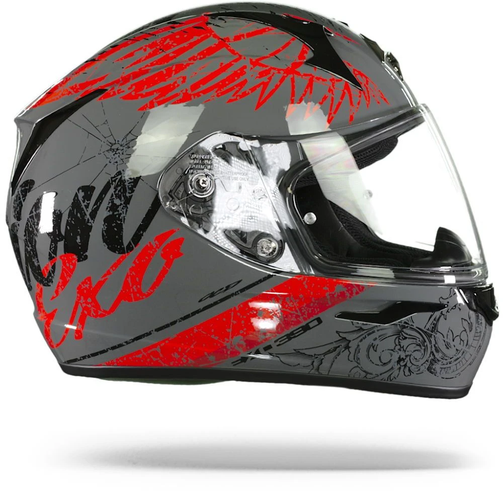 Scorpion EXO-390 Ighost Cement Grey Red Full Face Helmet - Image 4