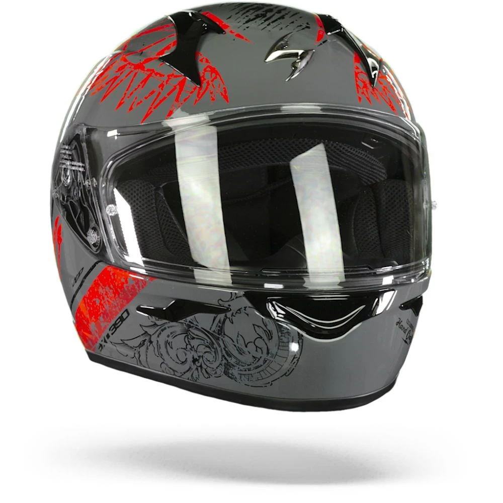 Scorpion EXO-390 Ighost Cement Grey Red Full Face Helmet - Image 3