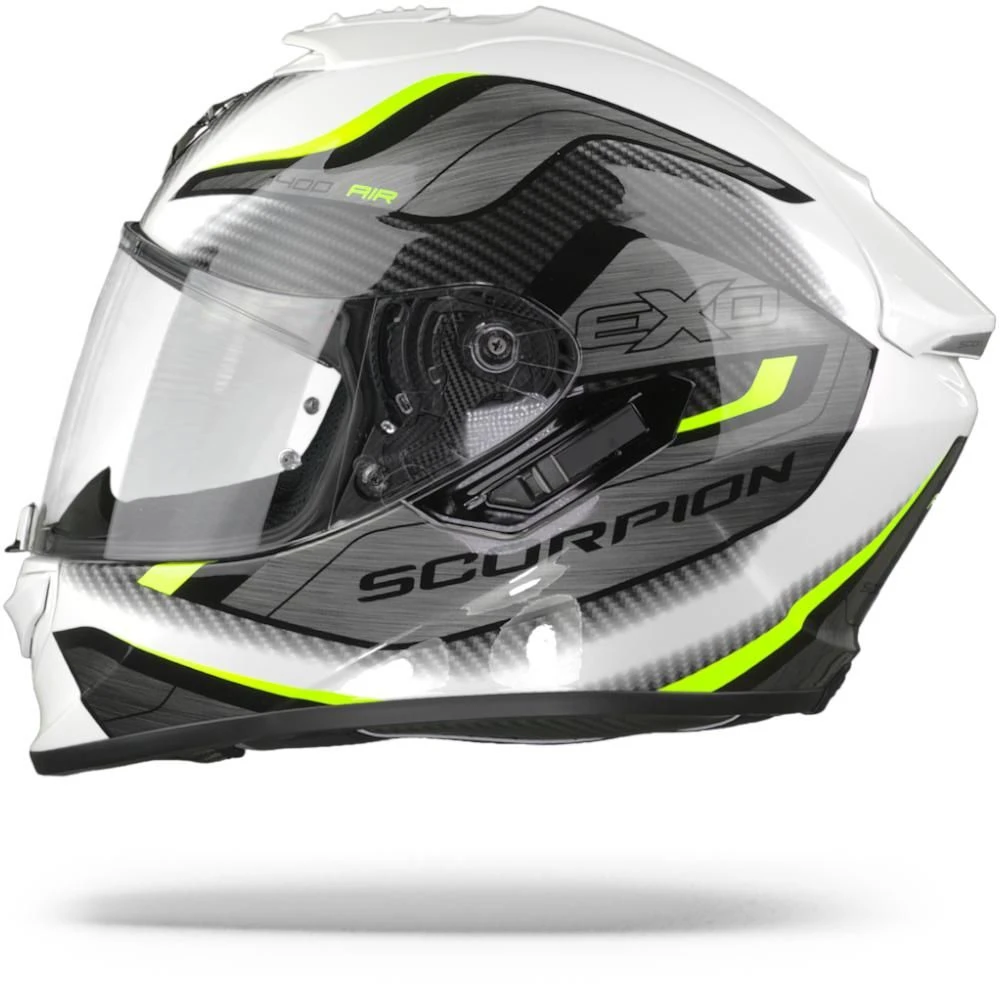 Scorpion EXO-1400 Air Attune White Neon Yellow Full Face Helmet - Image 4