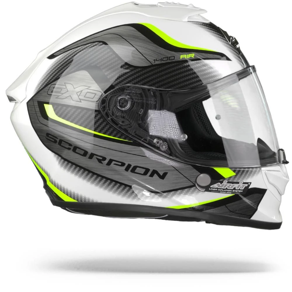 Scorpion EXO-1400 Air Attune White Neon Yellow Full Face Helmet - Image 2