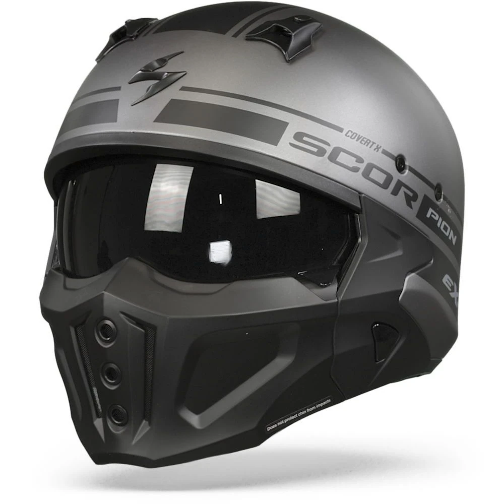 Scorpion Covert-X Tussle Matt Silver-Black Jet Helmet
