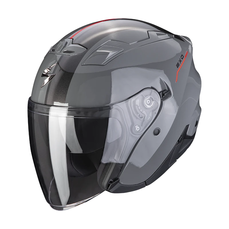 Scorpion EXO-230 SRĀ Cement Grey-Red Jet Helmet