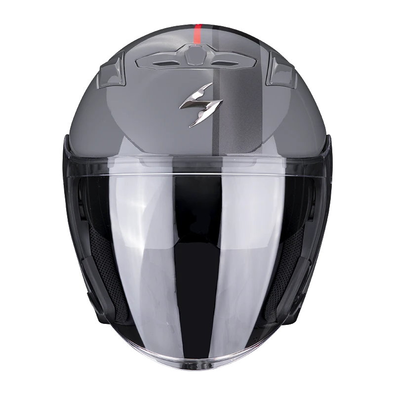 Scorpion EXO-230 SRĀ Cement Grey-Red Jet Helmet - Image 3