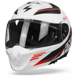 Scorpion EXO-930 Navig Matt White-Black-Red Modular Helmet
