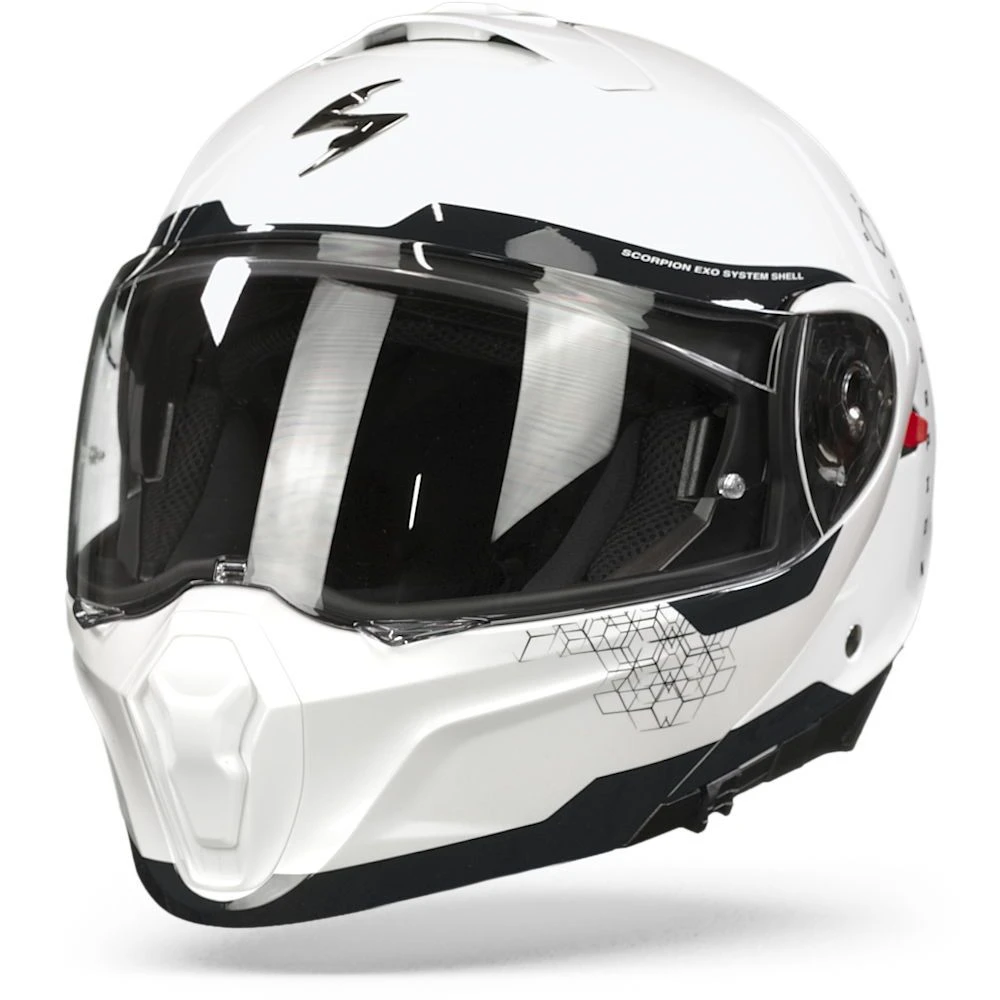 Scorpion EXO-930 Shot Pearl White-Black Modular Helmet