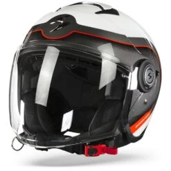 Scorpion EXO-City Roll Pearl White-Red Jet Helmet