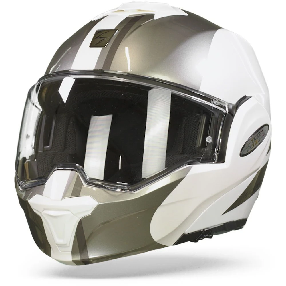 Scorpion EXO-Tech Forza Pearl White-Silver Modular Helmet