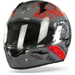 Scorpion EXO-390 Ighost Cement Grey Red Full Face Helmet