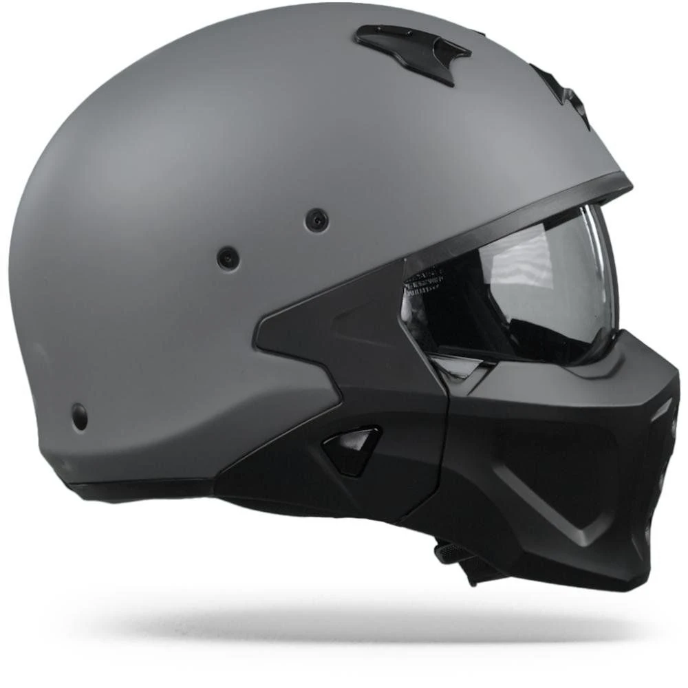 Scorpion Covert-X Solid Cement Grey Matt Jet Helmet - Image 3