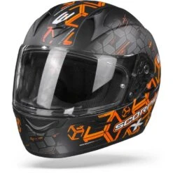 Scorpion EXO-390 Cube Matt Black Orange Full Face Helmet